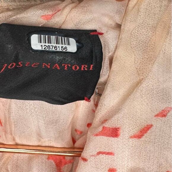 Josie Natori Coral White A-Line Full Skirt w/ pockets Silk Crepe Dress size 4 - Picture 9 of 13